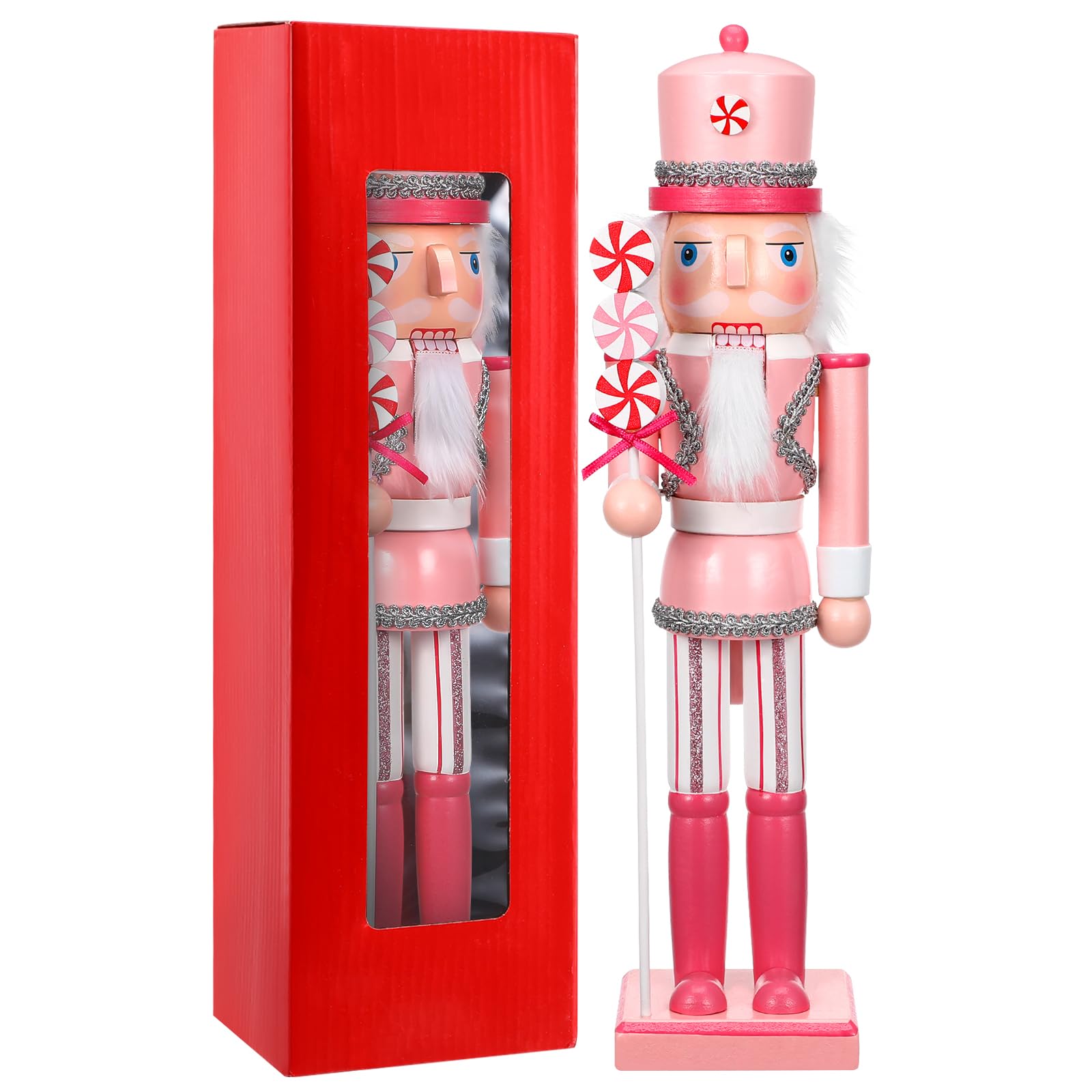 VALICLUD Christmas Nutcracker Soldier Wooden Nutcracker Christmas Decorations 13/ 35cm Pink Xmas Decoration Ornament