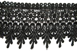 YYCRAFT 5 Yards Black Lace Edge Trim Wedding Applique DIY Sewing Crafts(Width:3.5")