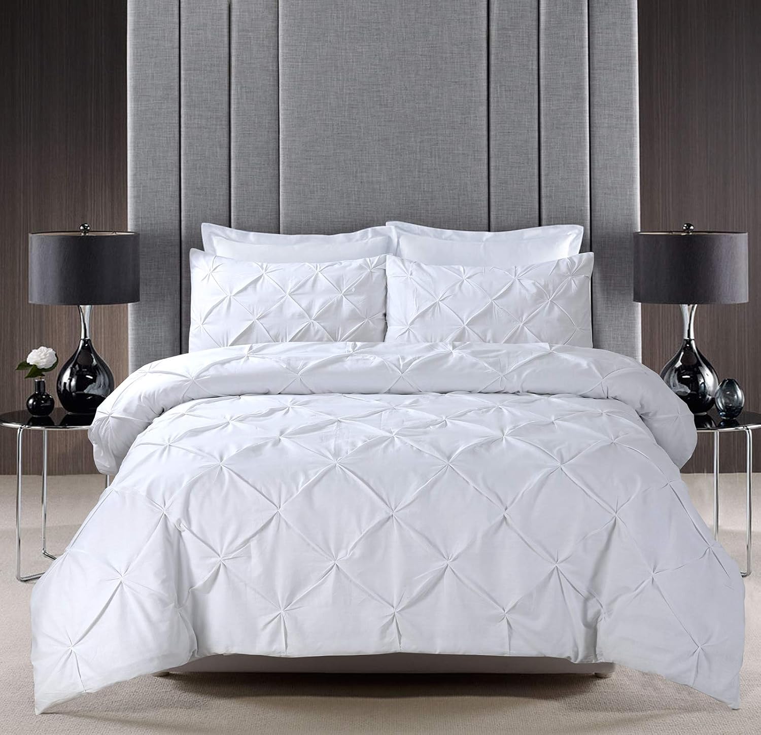 Pinch Pleat PINTUCK Duvet Cover Set Bedding With Pillow Cases Hand Made