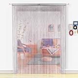 HSYLYM Beaded String Curtain Grey 90x200cm Spaghetti Dense Beads Door Curtain view 5