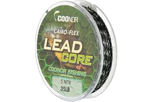 Lixada 45lb 5m Lead Core Spools Braided Camouflage Carp Fishing Line Hair Rigs Lead Core (Green, 35lbs)