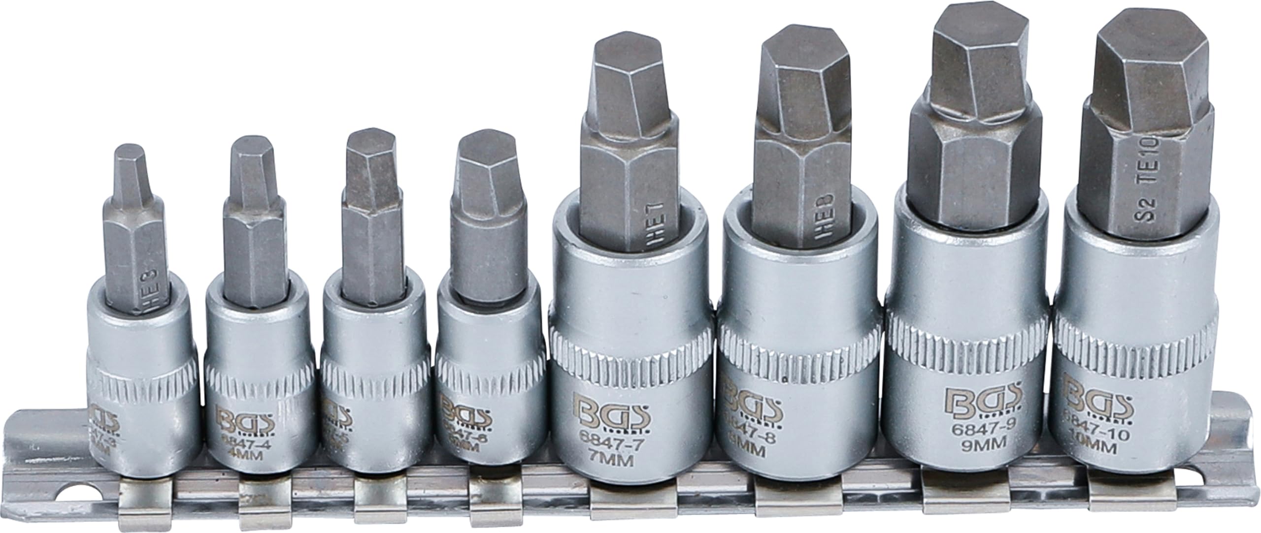 BGS 6847 | Screw Extractor Set | 6.3 mm (1/4") / 10 mm (3/8") Drive | for damaged internal Hexagon 3 - 10 mm | 8 pcs. — image 1