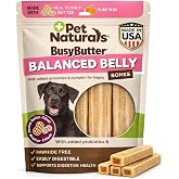 Pet Naturals BusyButter Balanced Belly Dog Bones, Medium/Large, 4 Count | Rawhide-free peanut butter chews, probiotics and pumpkin for gut health, long-lasting format