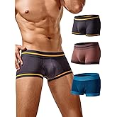 CHAOJIESI Mens Trunks Underwear Soft Ribbed Cotton Boxer Briefs for Men Low Rise Breathable Stretchy Comfort Pouch Design
