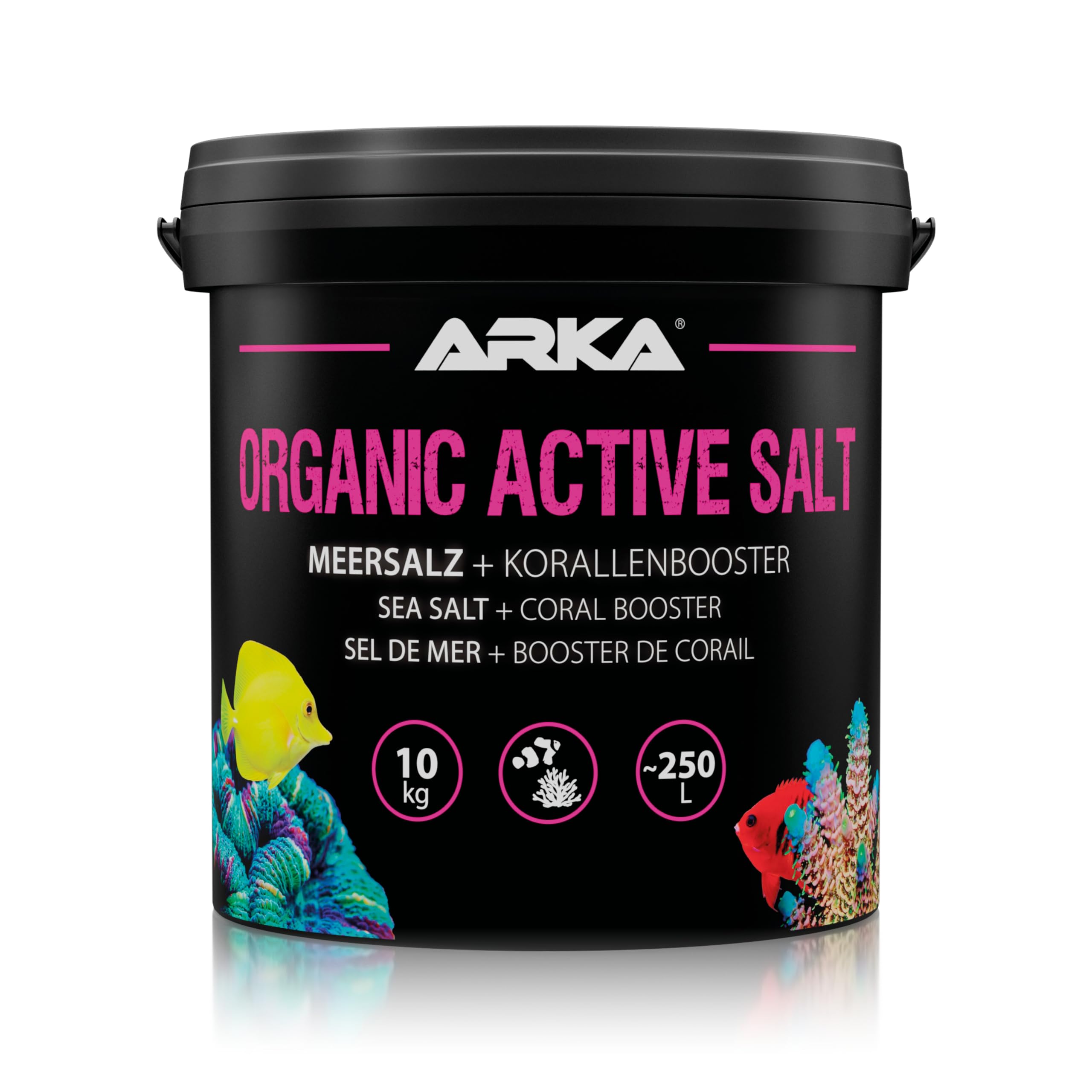 Reef Salt for Marine Aquariums – ARKA Organic Active Salt 10 kg – with organic activators for coral colour & growth – phosphate-free & fast dissolving – stabilises water values – ideal for SPS, LPS