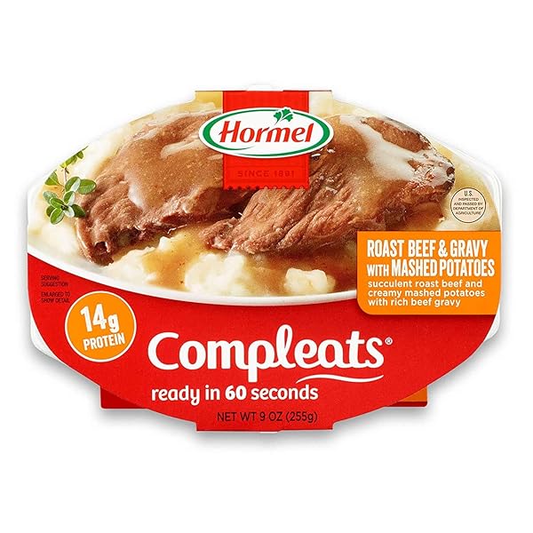 HORMEL COMPLEATS ROAST BEEF AND MASHED POTATOES WITH GRAVY, 9 OUNCE
