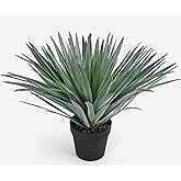 SUNPRAIRIE 27 inches Tall Artificial Agave Plant in Black Pot with Real Stone Pebbles, 126 Realistic Leaves. Large Faux Plants Indoor and Outdoor.