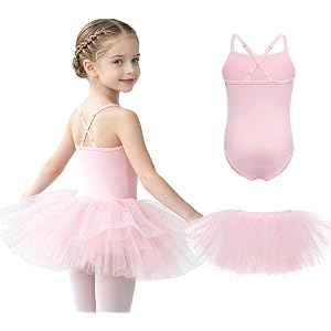PetalLeap Little Girls Adjustable Strap Leotard & Tutu 2-Piece Set 2-7Y | Adjustable spaghetti straps, Crisscross back, 4-Lay