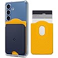 Spigen Nano Pop Magnetic Wallet Card Holder (MagFit) Designed for Galaxy S25, Plus, Ultra, Edge & S24 Series Magnetic Case Only and iPhone 16/15/14/13/12 Models Holds up to 3 Cards - Blueberry Navy