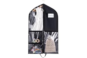 40" Garment Bags Cover for Costumes with Zipper for Kids Dance Dresses Suits Storage, Foldable Waterproof Hanging Clothes Pro