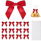 50 Pack Red Twist Tie Bows, 3.5" Satin Ribbon Mini Red Bows for Tying Up Packages Gifts Wrapping,Crafts Package,Bakery Candy Bags,Party Favors, Wedding,Baby Shower Decorations