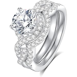 1.5CT Infinite Moissanite Bridal Ring Set 925 Sterling Silver D Color VVS1 Wedding Rings Sets Twisted Stackable Round Moissan
