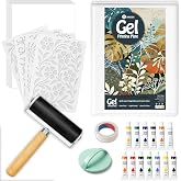 DINGSEN Gel Printing Plate Kit, Printmaking Set for Artists &amp; Crafters | 5&rdquo;X7&rdquo;Gel Plate,Brayer, Watercolor Paints, A5 Printmaking Paper,and Essential Tools,for Mixed Media Art