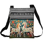 LiuenMgg Floral Horse Messenger Bag Small Ethnic Pattern Printed Adjustable Strap Crossbody Zipper Bag Floral Horse Phone Bag Wallet Cute Shoulder Handbag for Women Friends -2