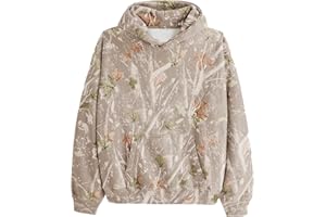 TERIVEEK Women Camo Hoodies Oversized Fleece Maple Leaf Hooded Sweatshirt Long Sleeve Fall Trendy Pullover Hoodie with Pocket