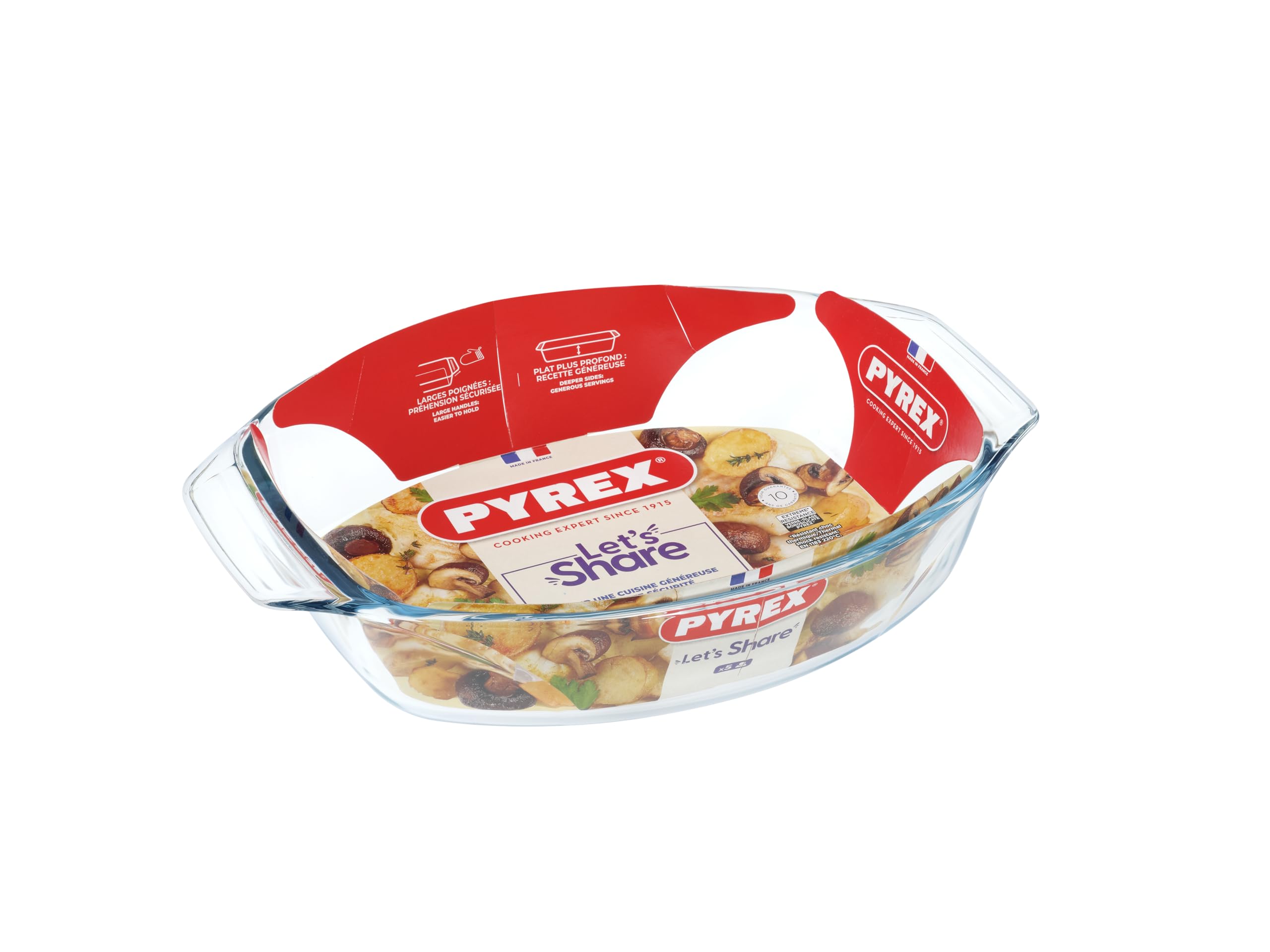 Pyrex Borosilicate Glass Oval Roaster with Easy Grip Handles, 30x21cm