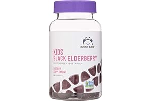 Amazon Brand - Mama Bear, Vegetarian Kids Black Elderberry Gummies 300 mg with Vitamins C, D, E and Zinc - Immune System Support - 60 Gummies (1 to 2 Month Supply), Non-GMO, Gluten Free