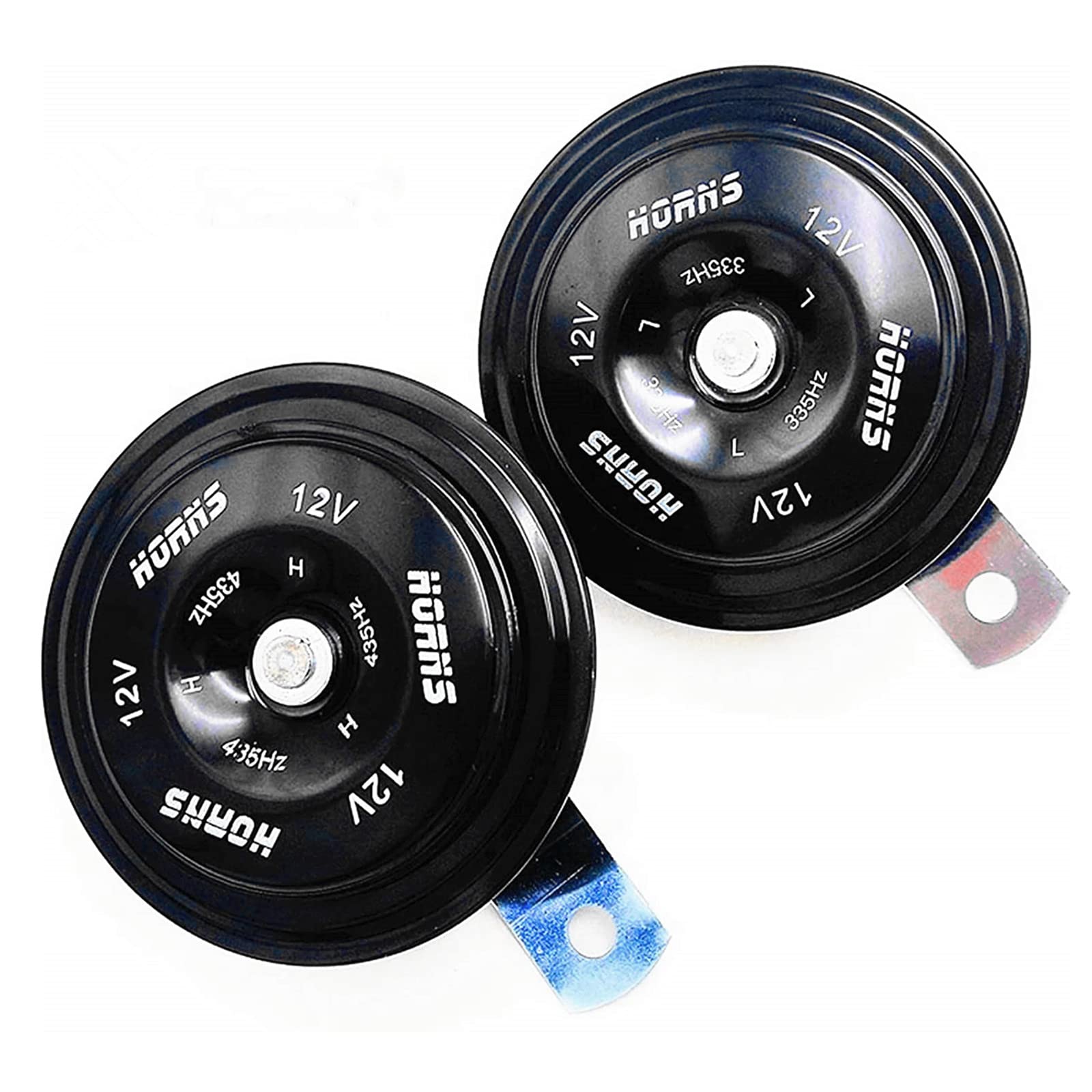 YIYIDA Universal Fit 12V Metal Twin Horn Kit, 118DB Super Loud High & Low Tone, Black, Compact, For Passenger Car, Truck, Motorcycle, Scooter, Van