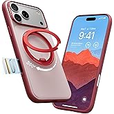 TORRAS 360 Magnetic Stand for iPhone 17 Pro Case, Ostand 3.0[Fit for MagSafe][4X Mil-Grade Shockproof] Rotatable Kickstand Protective Cover, Camera Control Button, Translucent Burgundy Red, O3 Fitness