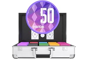 HEITOK 1000-Piece Casino Poker Chip Set with Denominations, 11.5g Weighted Chips, 2 Decks, Compact Aluminum Case for Texas Hold'em, Blackjack