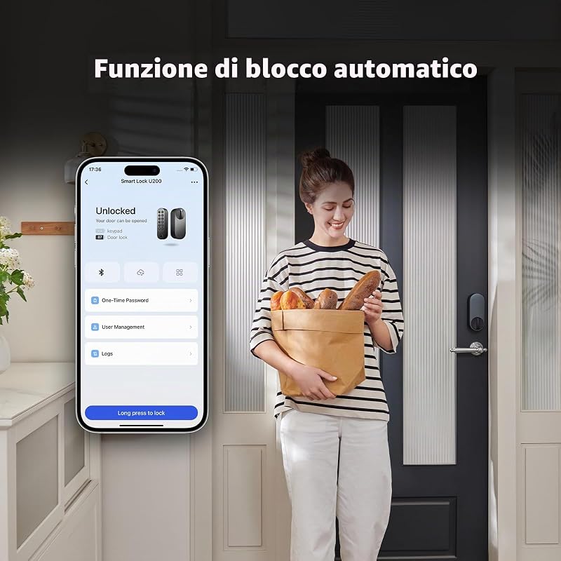 Serratura Smart U200 Nero, Matter over Thread, Apple Home Key