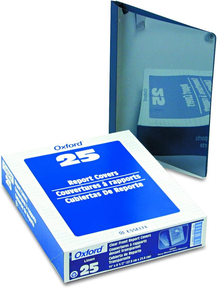 Oxford Clear Front Report Cover, 3 Prong, 1/2 inch Capacity, Black Letter Size, 25 per Box, (53341) : Binding Covers : Office Products