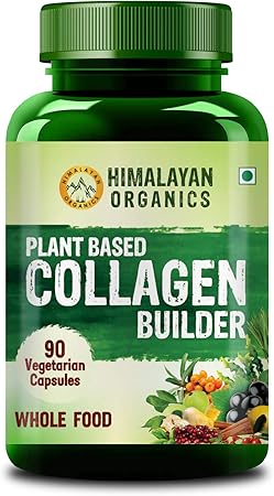 Himalayan Organics Plant Based Collagen Builder for Hair and Skin With Biotin & Vitamin C - 90 Veg Capsules
