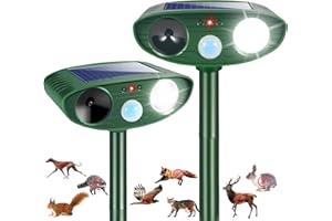 JAHYELEC 2025 Solar Ultrasonic Animal Repeller Outdoor Cat Repellent Deer Repellent Devices Waterproof with Motion Detection Rabbit Raccoon Dog Squirrel Skunk Coyote Deterrent for Yard Garden Animal Repellent