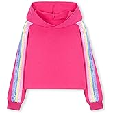 WELAKEN Girls' Rainbow Sequin Striped Hoodie Sweatshirt Crop Tops