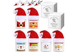 Conelist 12 Pack Christmas Scented Candles Jar Set Include 6 Pcs 7oz Aromatherapy Soy Wax Candles and 6 Pcs Mini Xmas Santa Hat Holiday Table Centerpieces Gifts for Women Men Relaxing Spa