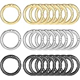 Neyauo 24 Pcs O Ring Clip 1 Inch Spring O Ring Clasp Round Mini Carabiner for Bag Purse Handbag Strap Craft Jewelry Making(Gold, Silver, Black)