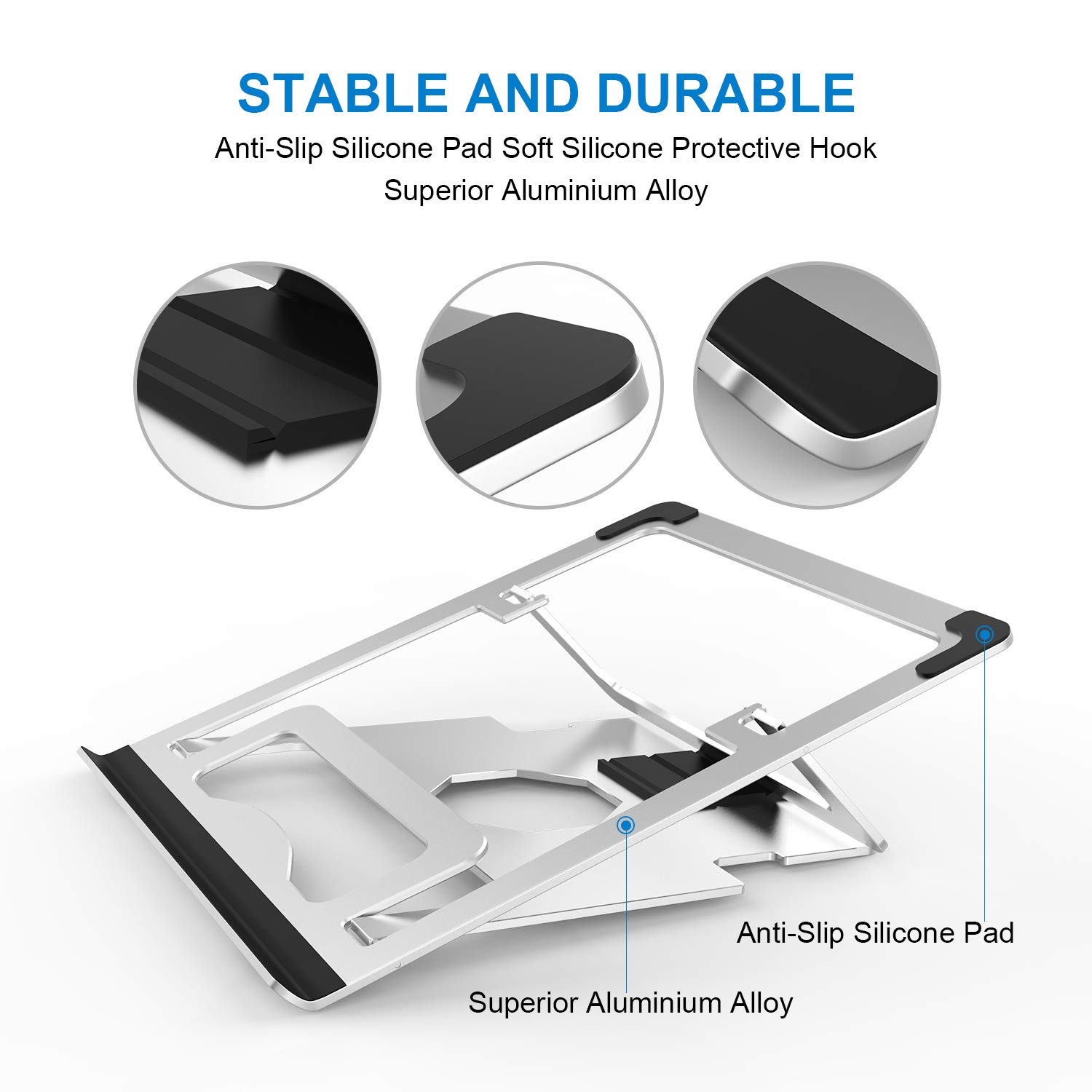 Djustable Laptop Stand - Foldable Notebook Stand Laptop Riser Desktop Holder for Desk Compatible with MacBook Air/Pro, Dell, HP, Microsoft, Asus, Samsung, XPS, Acer, Lenovo 7-17\