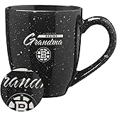Rico Industries NHL Hockey Boston Bruins Grandma 16 oz Team Color Laser Engraved Speckled Ceramic Coffee Mug