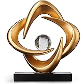 XYQXYQ Abstract Art Sculpture, Resin Gold Decorative Statue, Modern White Ornaments for Living Room, Decorativas Modernas for Coffee Table/Entryway/Office Collectibles (Gold)