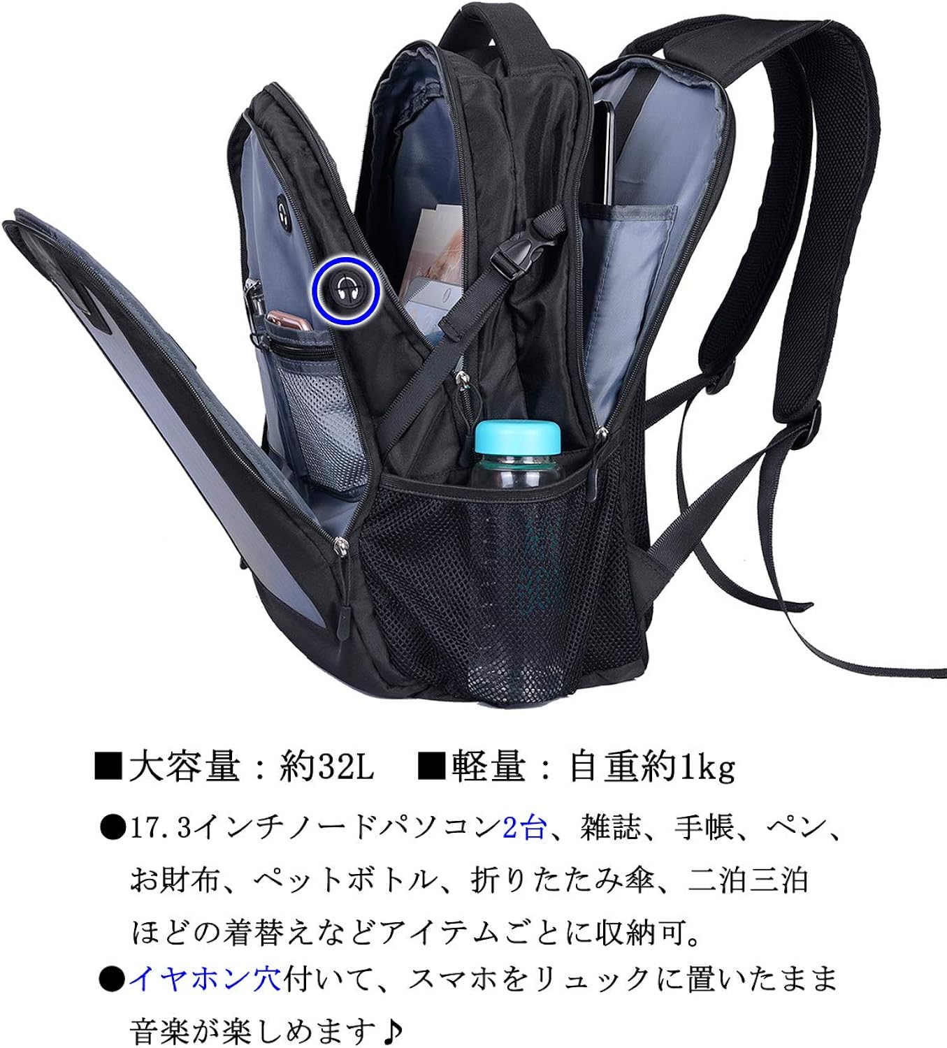 Amazon Co Jp Waramimi リュック メンズ ソーラー発電 バックパック メンズ リュックサック ソーラー リュック ソーラー パネル 通勤 Pc バッグ 男性用 リュックサック 登山 アウトドア シューズ バッグ