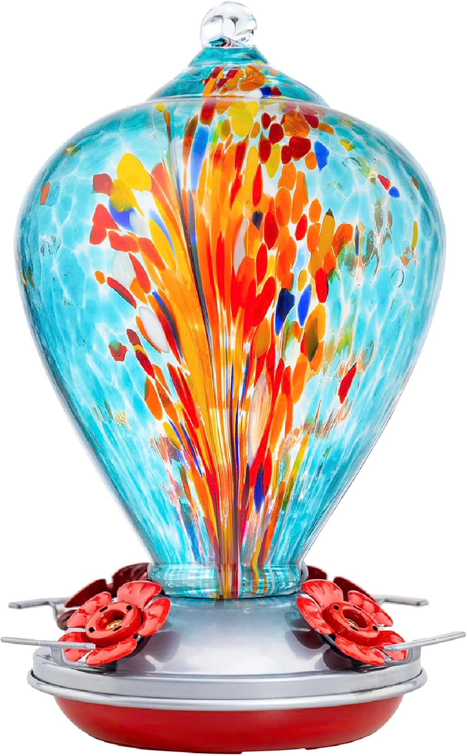 Backyard Birding & Wildlife - Muse Garden Hummingbird Feeders for Outdoors Hanging, Hummingbird Gifts for Women, Blown Glass Hummingbird Feeder, Garden Decor Backyard Decor, Unique Gardening Gifts for Older Women, 34OZ, Comet