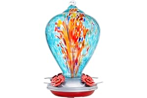 Muse Garden Hummingbird Feeders for Outdoors Hanging, Blown Glass Hummingbird Feeder Gifts for Women, Garden Decor Backyard Decor, Unique Gardening Gifts for Older Women, 34OZ, Comet
