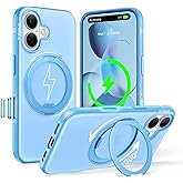 TORRAS O3 Fitness for iPhone 16 Case Magnetic Stand, Fit for MagSafe, 360 Rotatable Stable Stand, Camera Control Button, Military-Grade Shockproof, Slim & Sleek, Coastal Blue Translucent, Ostand