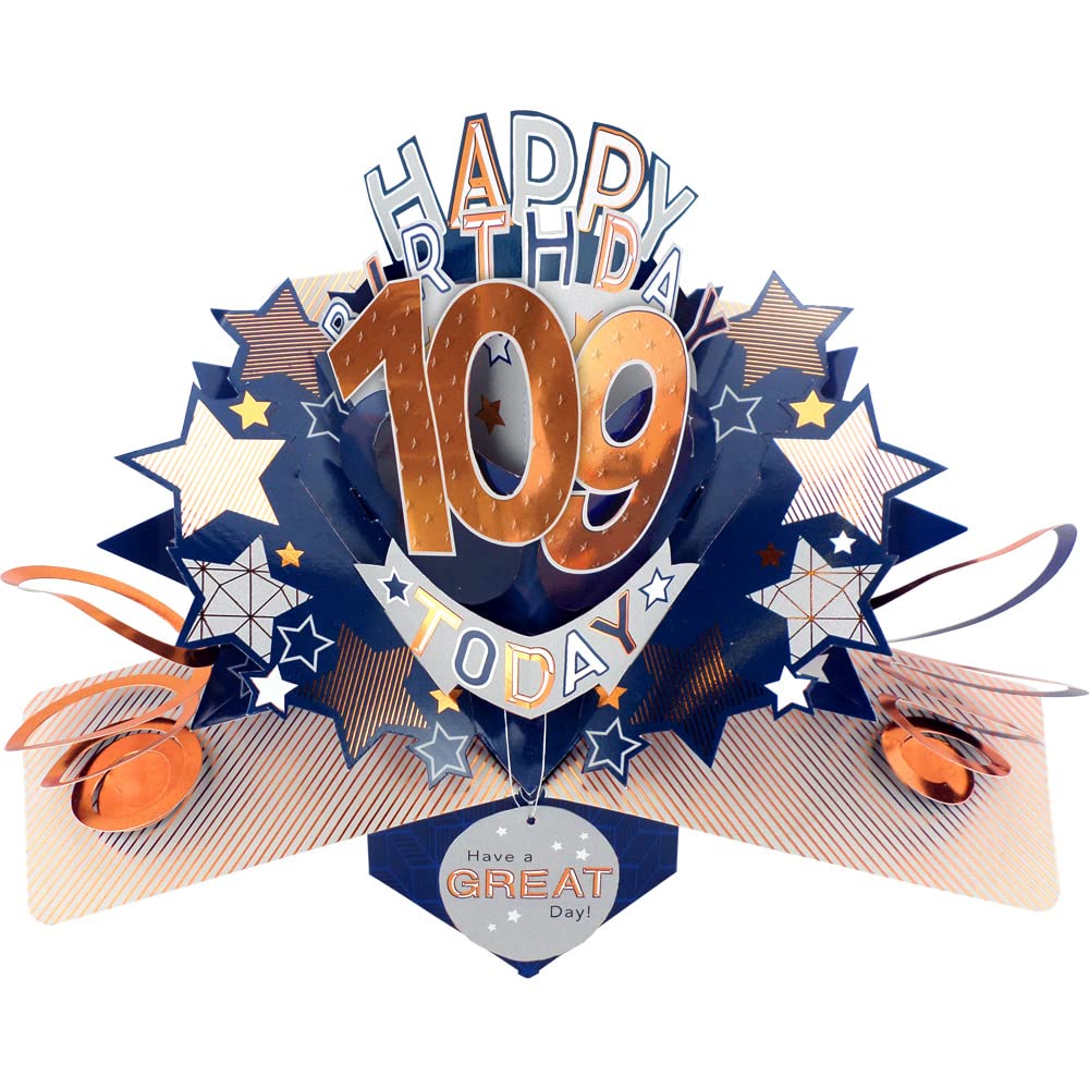 Happy 109th Birthday 109 Today Pop-Up Greeting Card Love Kate's Pop Up Cards Him POP204MC109