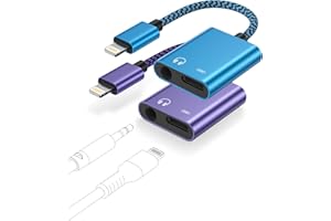 HAOANO iPhone Aux Adapter, 2 in 1 Dual Lightning to 3.5mm Audio Jack & Charger [Mfi Certified] Dongle Cable Splitter for Apple Converter Compatible with iPhone 14 Pro Max 13 12 11 XR XS X 8 Plus, iPad iPod