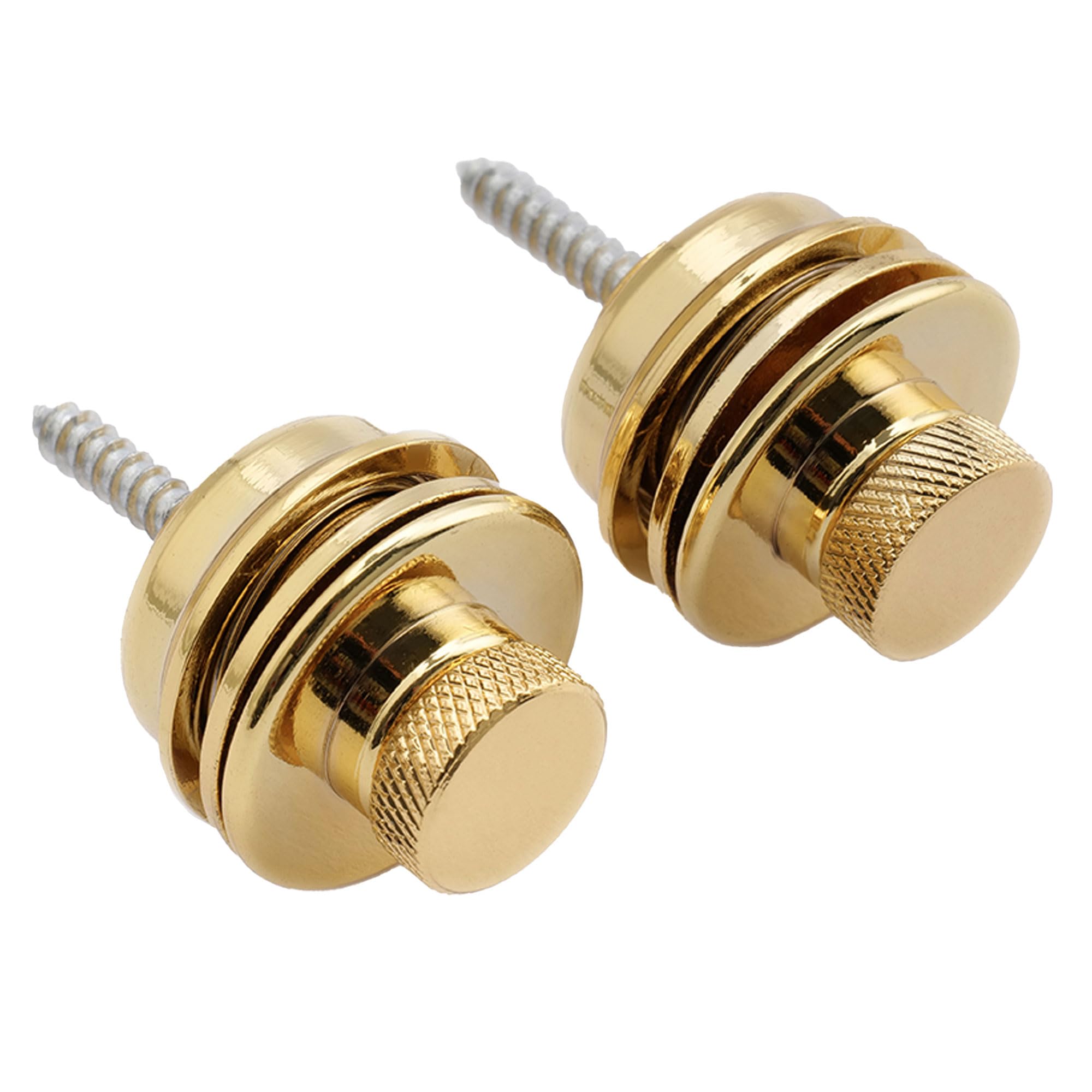 Musiclily Metal Flat Head Guitar Locking Strap Locks and Buttons Quick Release Security Straplocks for Electric Acoustic Guitar or Bass, Gold (Set of 2)