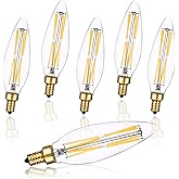 CREATE BRIGHT Candelabra Led Light Bulbs B11/C35 Dimmable Edison Light Bulbs Daylight White 4000K,8W,E12 Base Ceiling Fan Lig