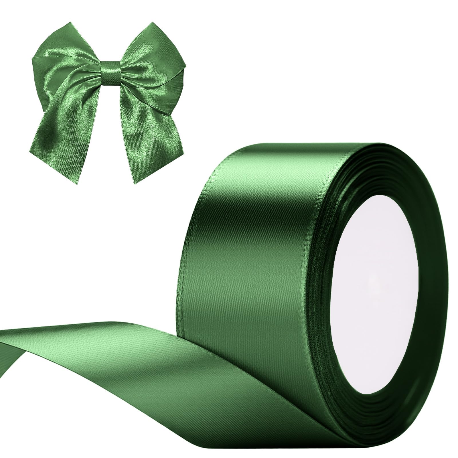 G2PLUS Dark Green Satin Ribbons 50mm: Ribbons for Gift Wrapping, Crafting, Party Decoration,22m