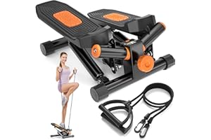 DAEYEGIM Steppers for Exercise, Mini Stair Stepper with Resistance Bands, Portable Stair Climber Fitness Exercise Equipment for Home Workout, Hydraulic Fitness Stepper with LCD Monitor