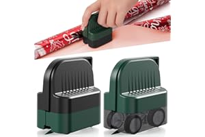 LIZAAL 2-Pack Wrapping Paper Cutter with Wheels | Straight Line Gift Wrap Cutter for Birthday and Christmas, Fits Various Rolls and Papers, Includes 2 Replaceable Blades (Black & Green)