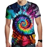 Srcnhim Men's Psychedelic Colorful The Eye of God Rainbow Short Sleeve 3D Printing Tie-Dye T-Shirt Tee
