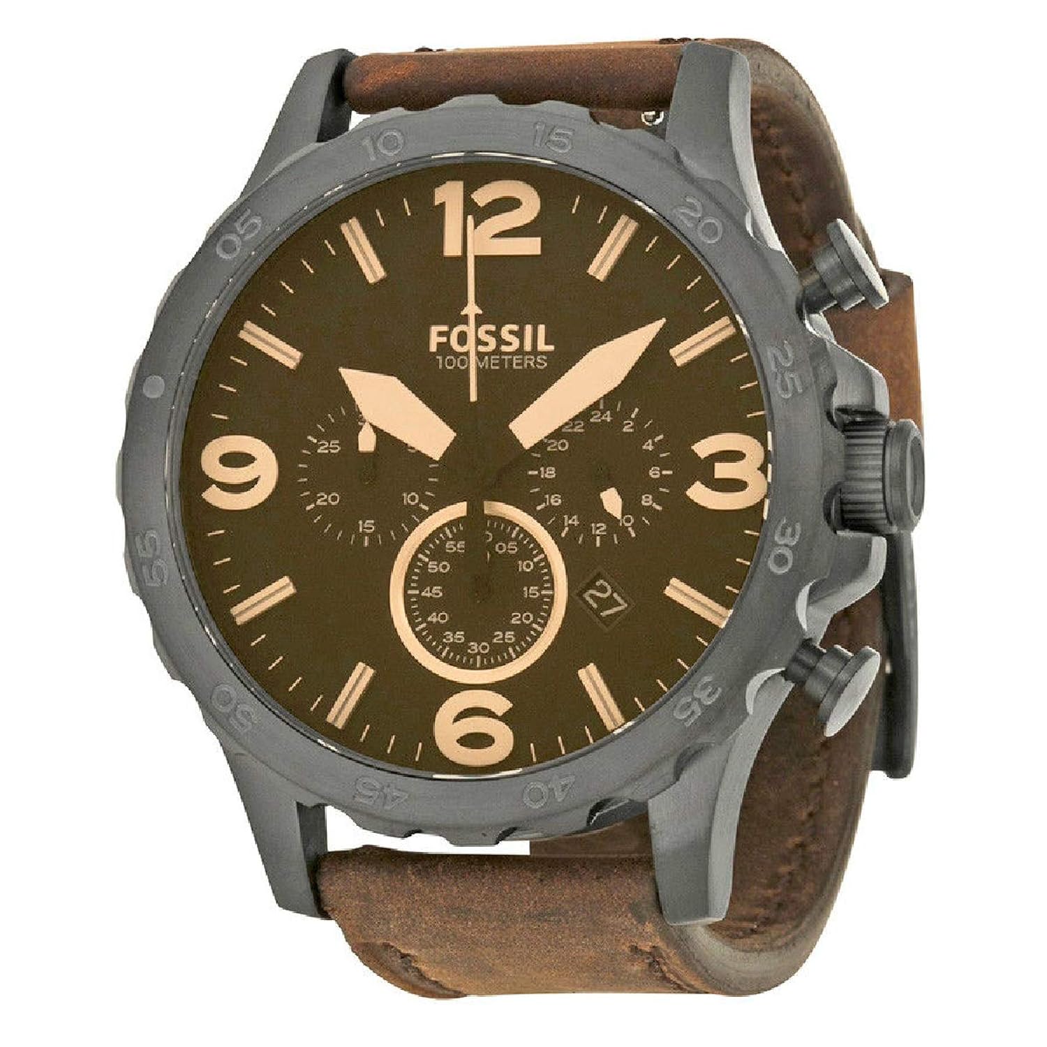 [フォッシル] FOSSIL 腕時計 Nate Chronograph Brown Dial Brown Leather Men's Watch メンズ JR1487 [並行輸入品] | 並行輸入品・逆輸入品・中古品（メンズ） | 腕時計 通販