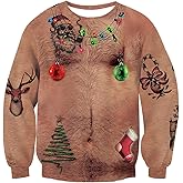 uideazone Mens Ugly Christmas Sweatshirts Funny 3D Graphic Long Sleeve Pullover Shirts
