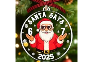 DEARSHINE 67 Christmas Ornament - Santa Says Six Seven Ornaments for Christmas Tree - 6 7 Trendy Funny Christmas Ornaments for Teens, Kids, Girls, Boys - White Elephant Gifts Acrylic Decoration 2025