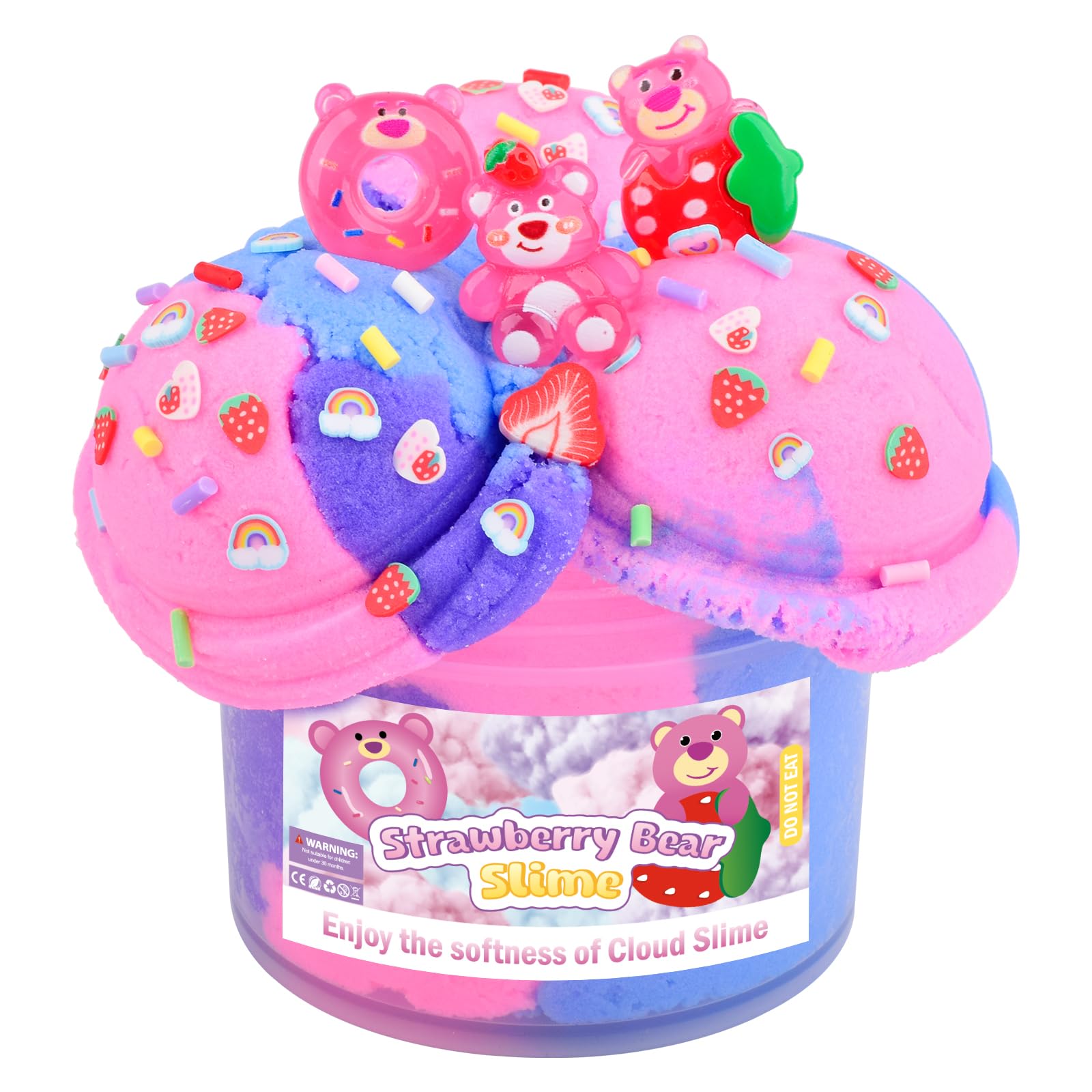 Pink Cloud Slime Kit, Super Soft Texture, Premium Scented Strawberry Bear Slime Kit Toys for Girls and Boys, Idea Birthday Party Favors for 6-12 Year Olds, Goodie Bag Stuffers
